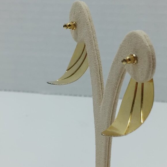 5/$25 Vintage 80's 90's Drop Pieces earrings Blue Gold tone Boho Style - Picture 2 of 7